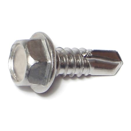 Midwest Fastener Self-Drilling Screw, #14 x 3/4 in, Zinc Plated Stainless Steel Flange Hex Head External Hex Drive 09855